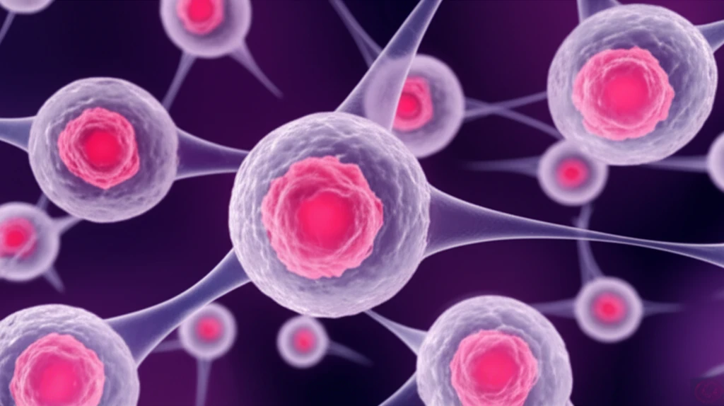 Interconnected mammary cells with highlighted extracellular vesicles.