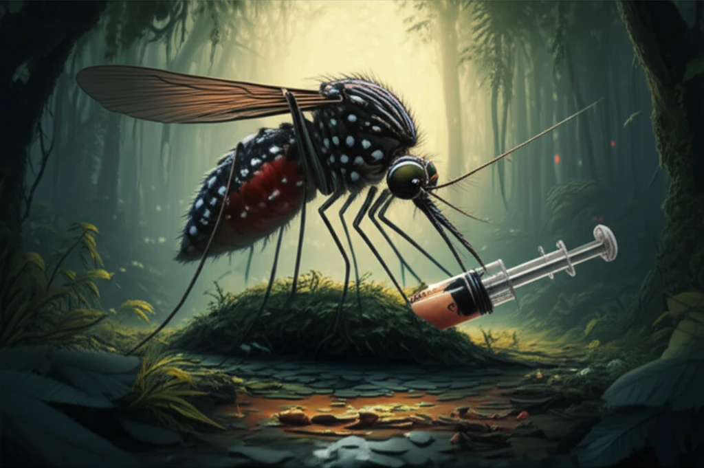 Aedes albopictus mosquito in Laos forest.