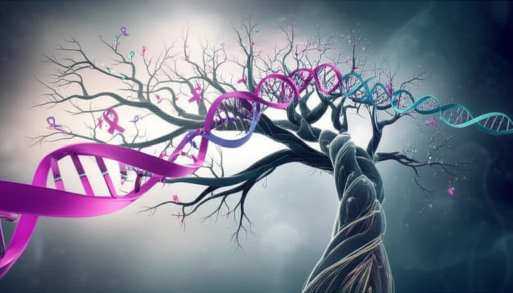 A DNA-entwined family tree symbolizing Li-Fraumeni Syndrome and the need for cancer awareness.