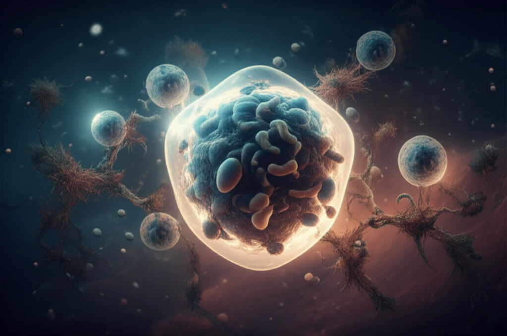 Illustration of immune cells attempting to engulf bacteria protected by a glowing shield.