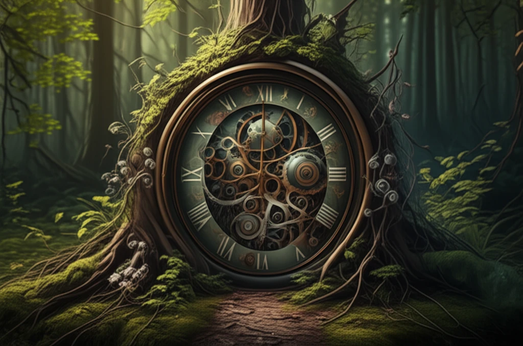 Clockwork mechanism in a forest representing real-time systems