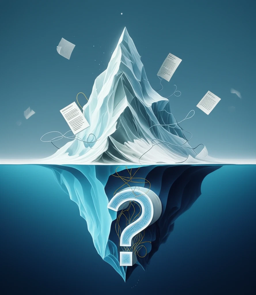 Iceberg representing the challenges of reproducing scientific research.