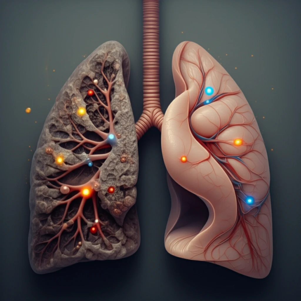 Hopeful representation of pulmonary fibrosis healing with diminishing markers.