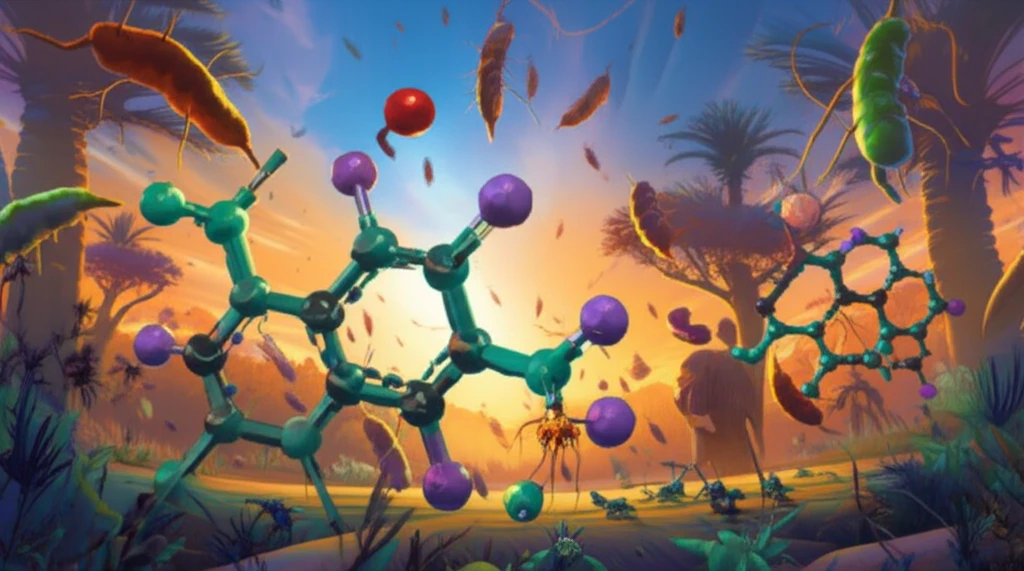 Hexahydroquinoline molecules attacking malaria parasites.