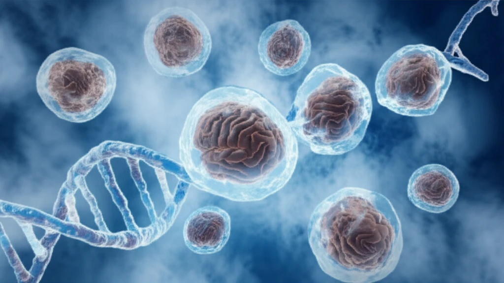 Brain cells cryopreserved in liquid nitrogen with a DNA strand.