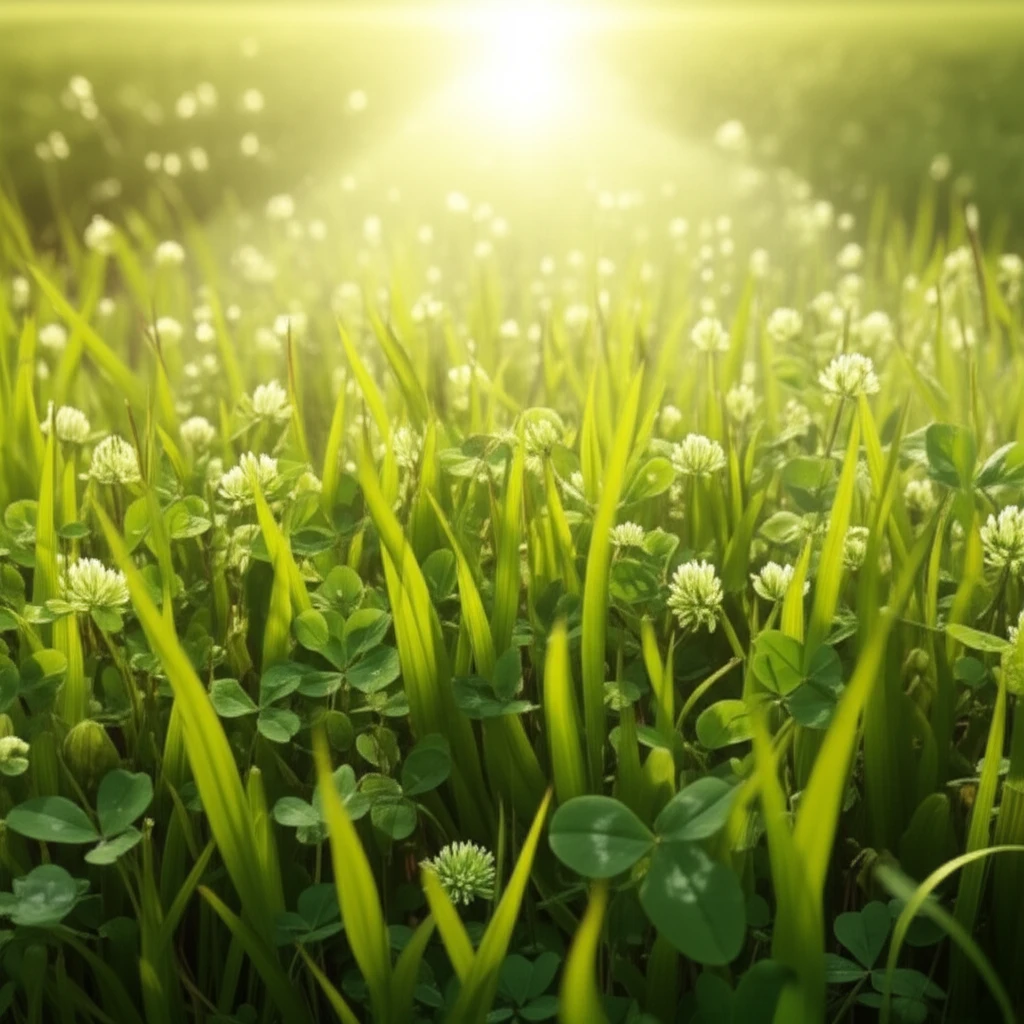 Vibrant field with bur clover and annual ryegrass, symbolizing improved silage with microbial inoculants and chemical additives.