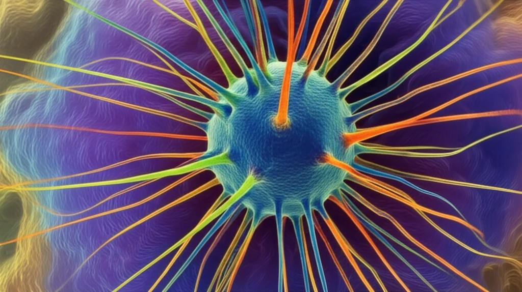 Illustration of a cell with filopodia extensions.