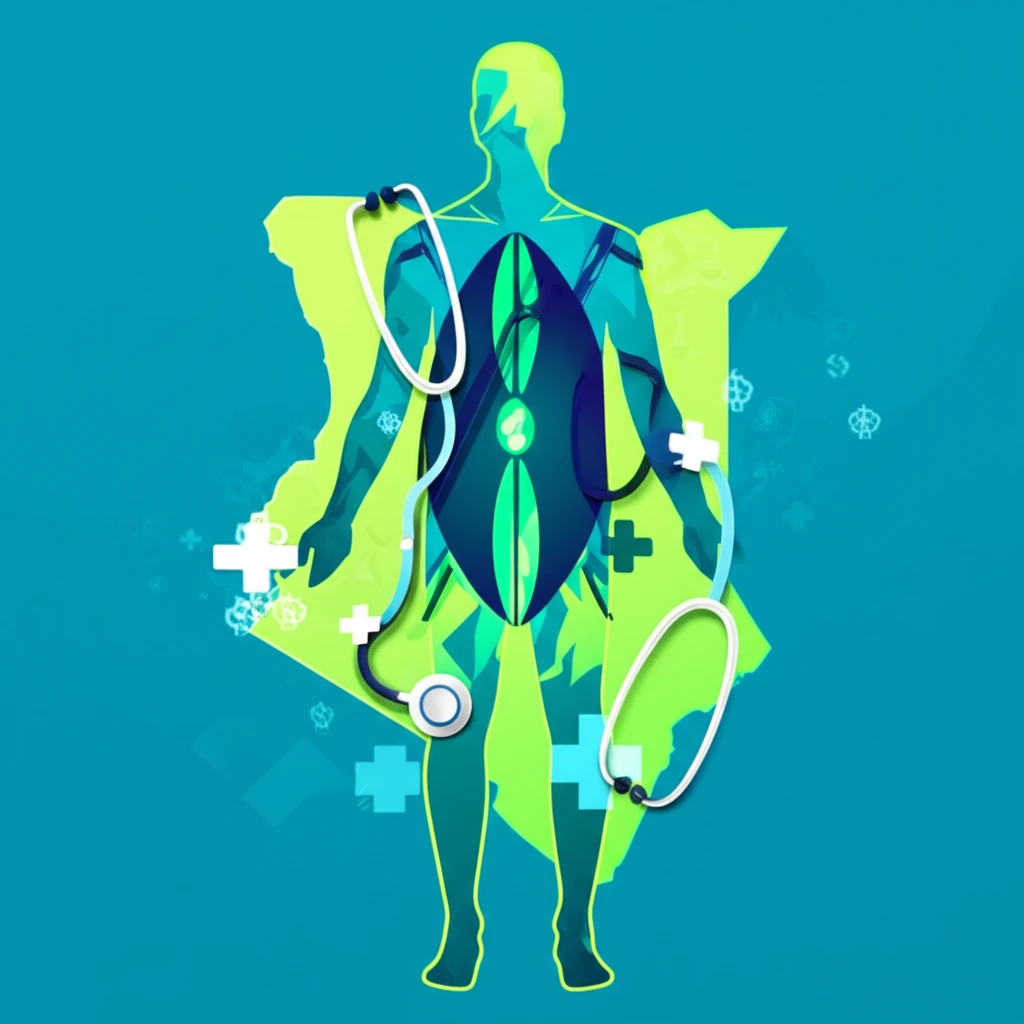 Kenya's journey towards universal health coverage, symbolized by a transforming map into a healthy body.