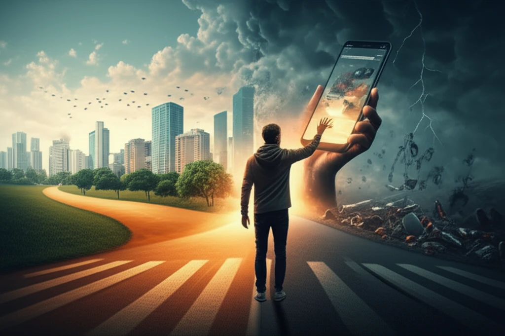 A person choosing a path to a healthy lifestyle with the help of an alcohol reduction website.