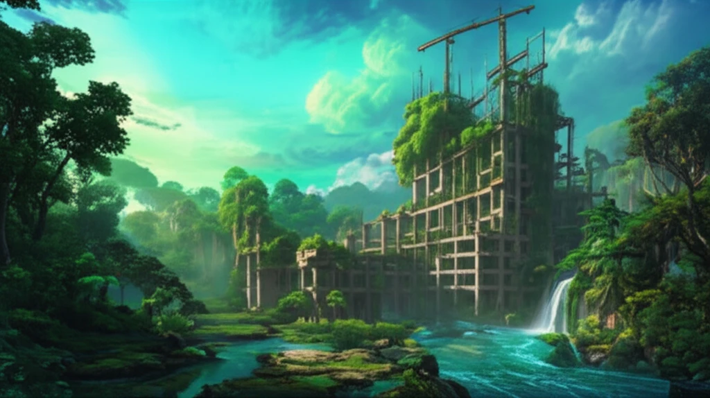 Sustainable construction site integrated into a green landscape