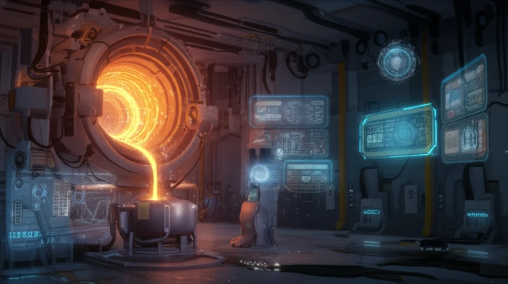 Futuristic vortex casting setup creating advanced nanocomposites