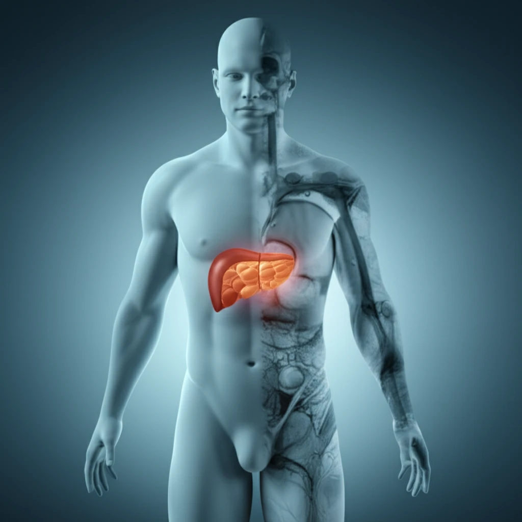 Magnetic Resonance Elastography (MRE) image of a liver with color-coded stiffness.