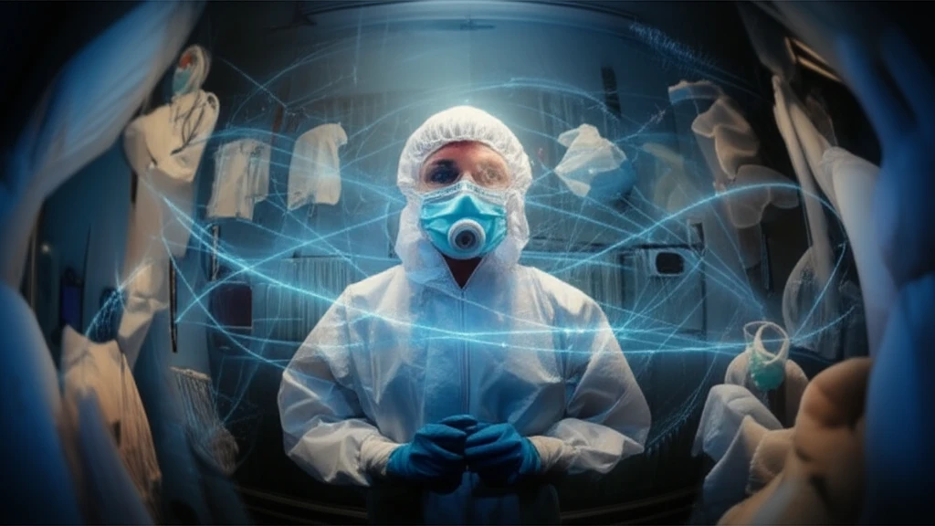 Healthcare worker surrounded by protective gear