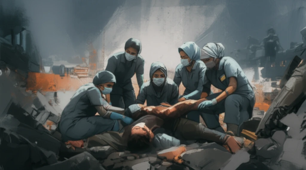 Iranian nurses providing aid in a disaster zone