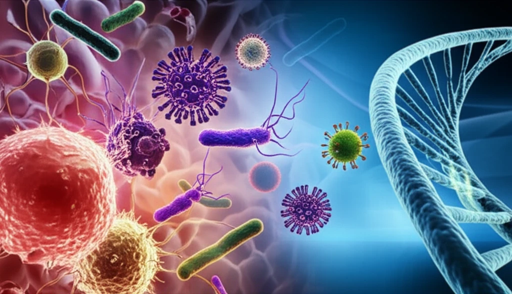Microscopic pathogens in human gut. Advance gene amplification technology