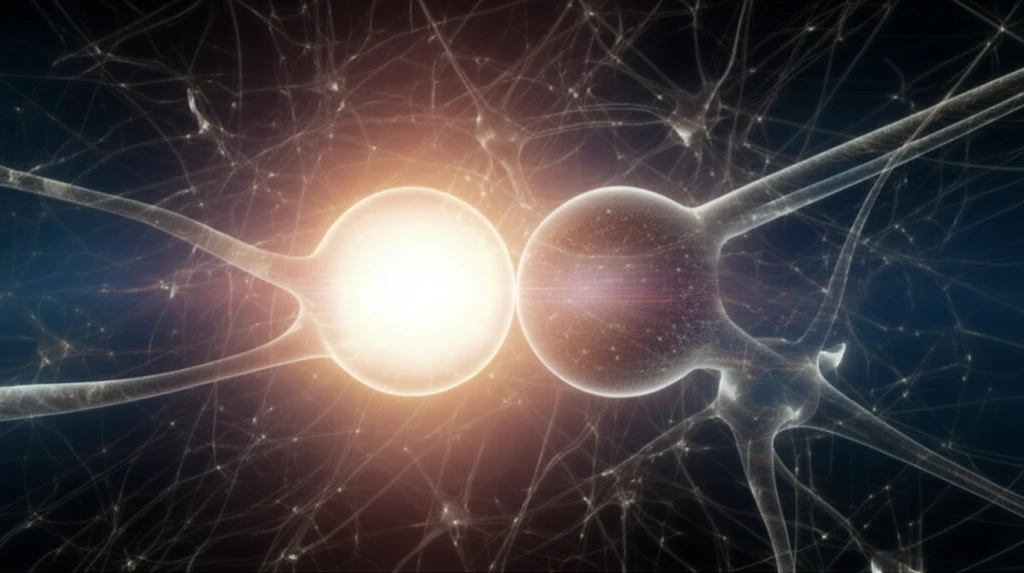 Two interconnected spheres symbolizing perceptual entrainment within a neural network.
