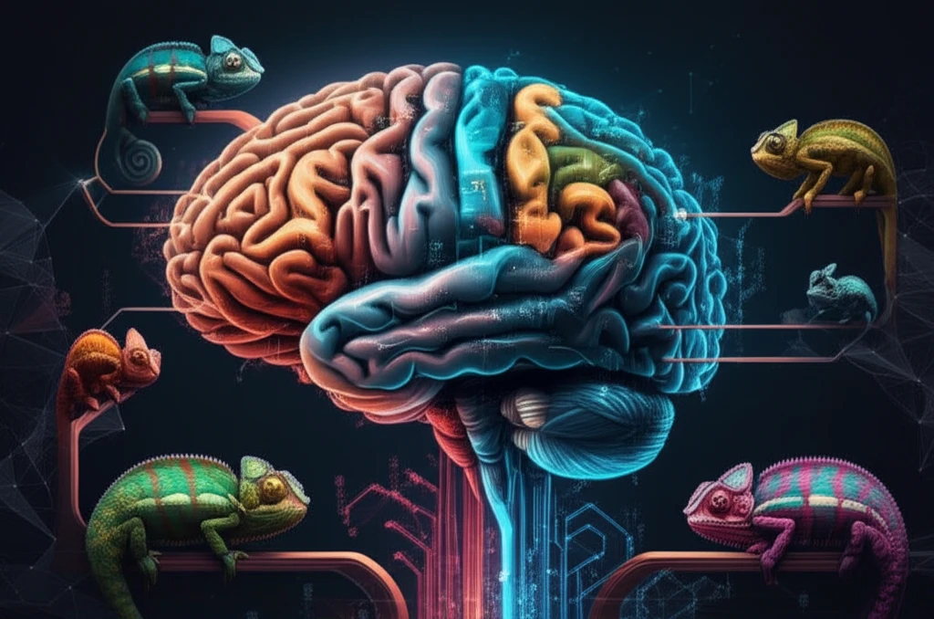 A digital illustration representing organizational intelligence and agility, symbolizing a company's ability to learn and adapt.