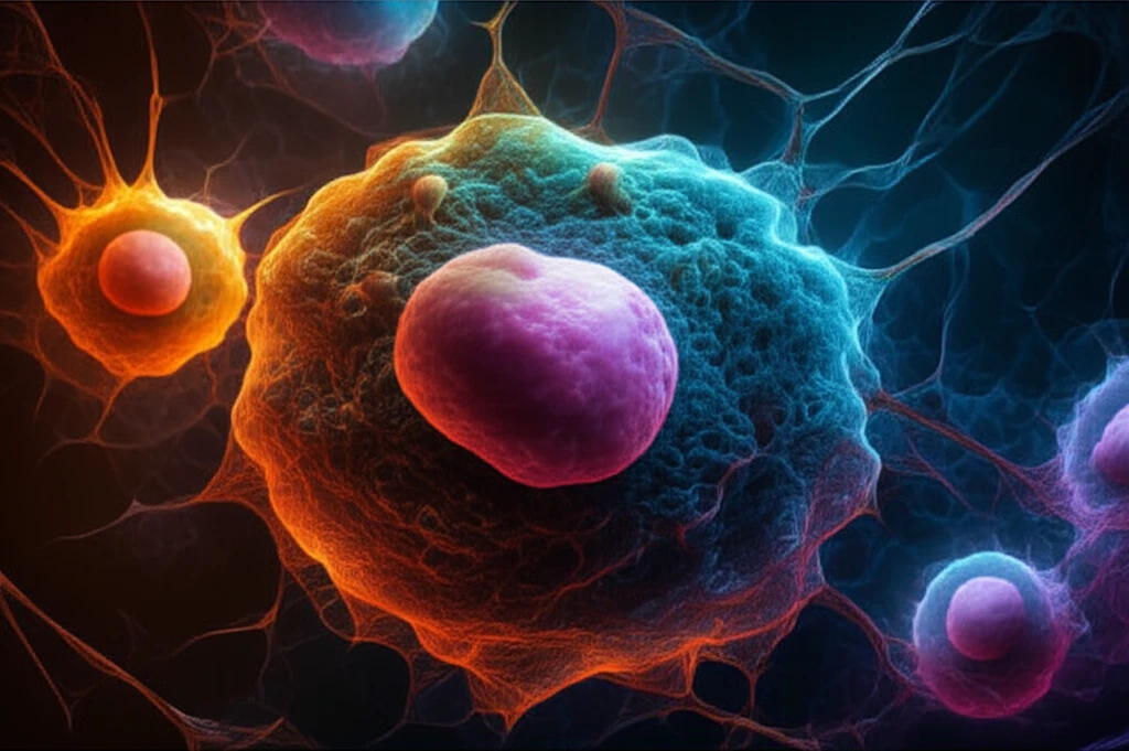 Surreal illustration of cells responding to mechanical forces.