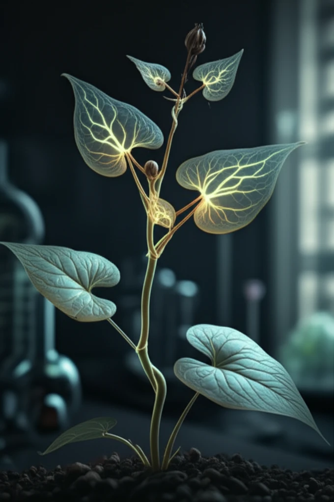 Endophytic fungi glowing inside Tartary buckwheat, symbolizing the potential for new antibiotics.