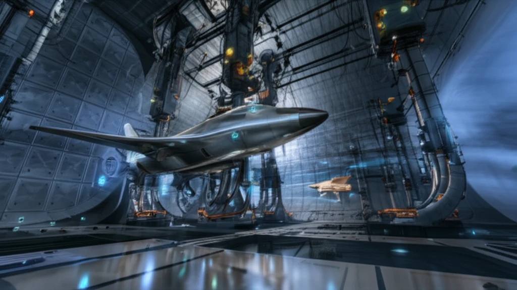 Futuristic wind tunnel with advanced auto-adjusting systems.