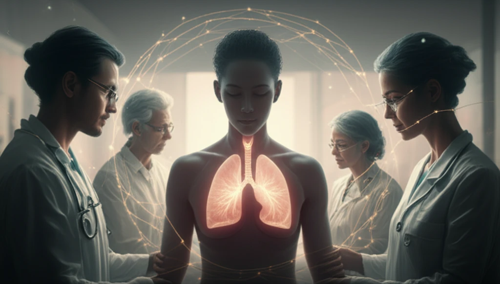 A supportive web of connections surrounding a person with TB, symbolizing the power of social support.