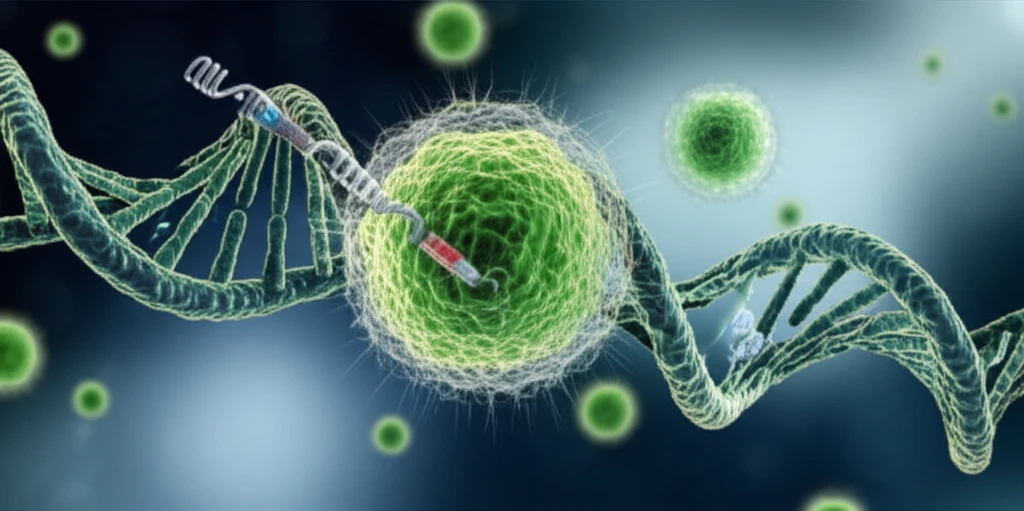 Digital illustration of Volvox carteri with CRISPR-Cas9 editing tools