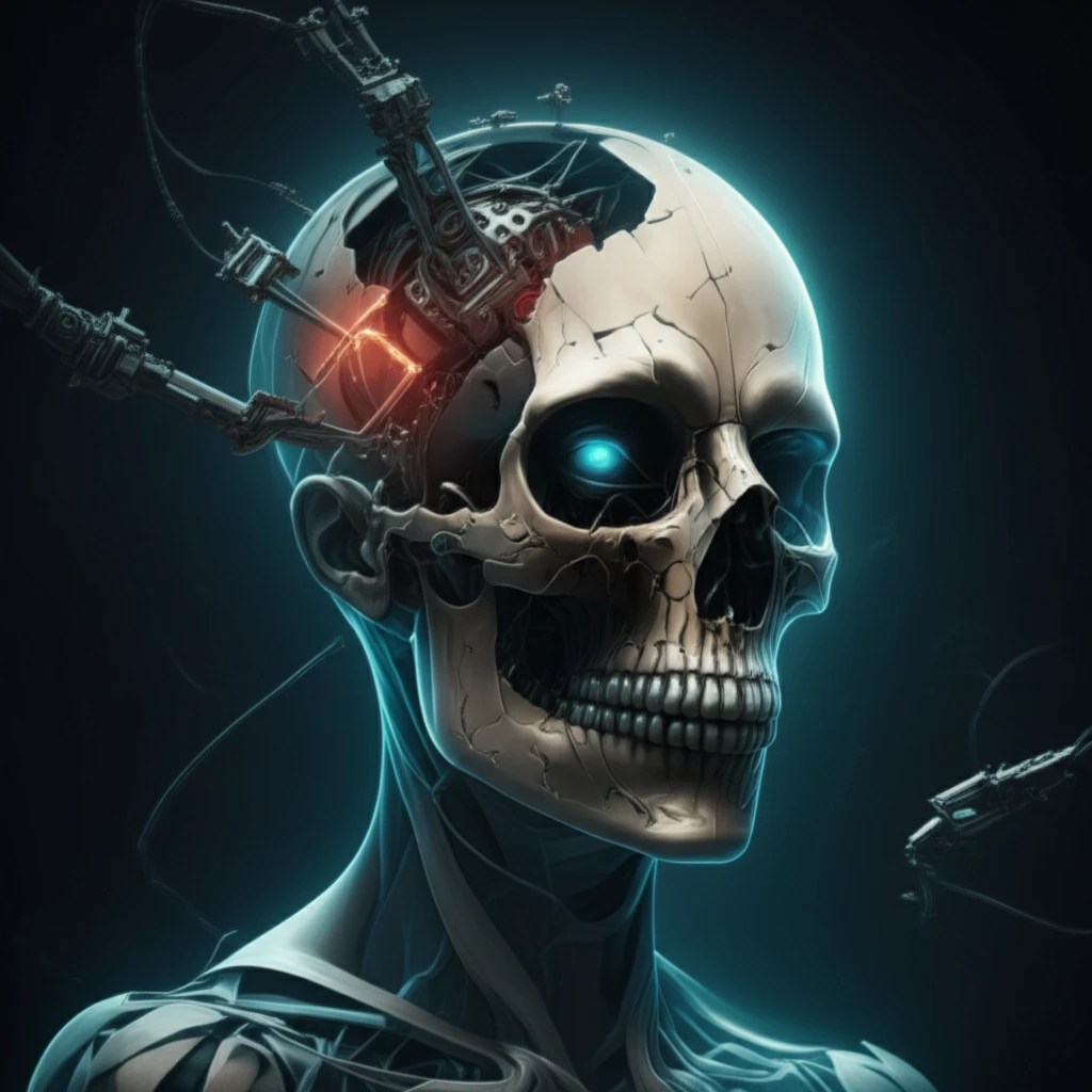3D printed skull model showing orbital fracture repair.