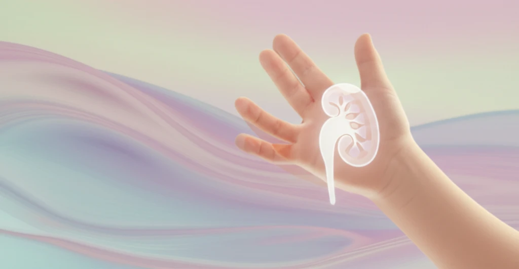 Illustration symbolizing the connection between hand-foot-mouth disease and kidney health in children.
