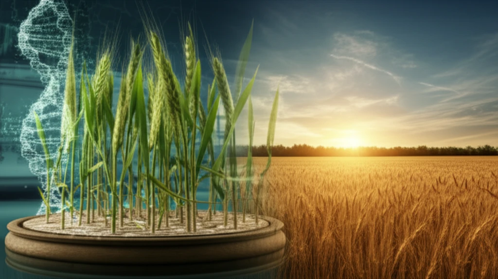 Durum Wheat Seedlings with DNA Strands
