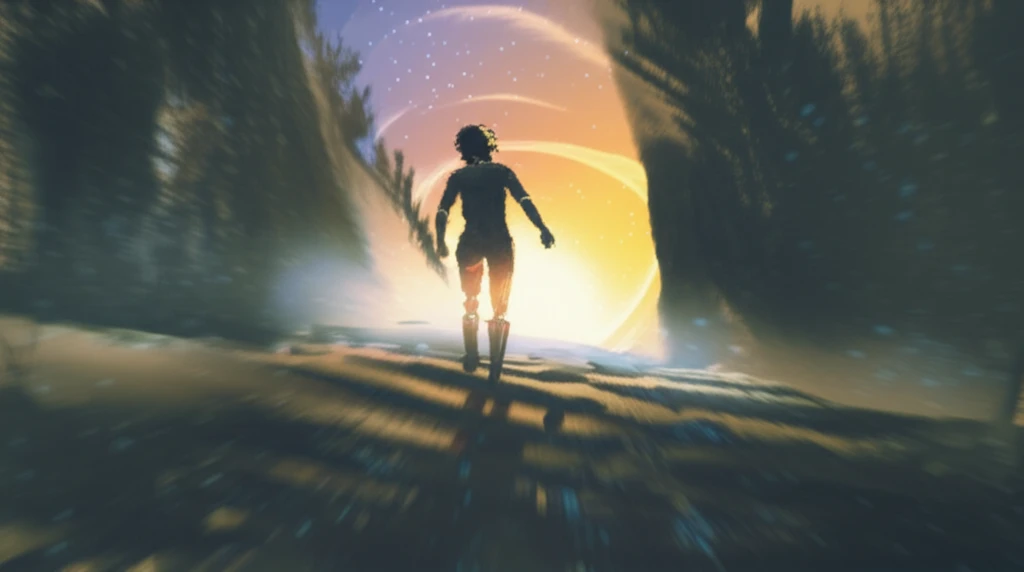 Person walking towards a bright future after joint replacement surgery.