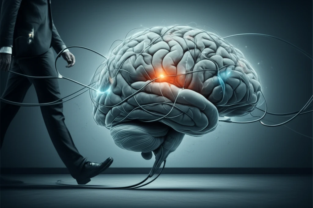 Tangled wires in the brain symbolize impaired neural pathways in cerebral palsy research.