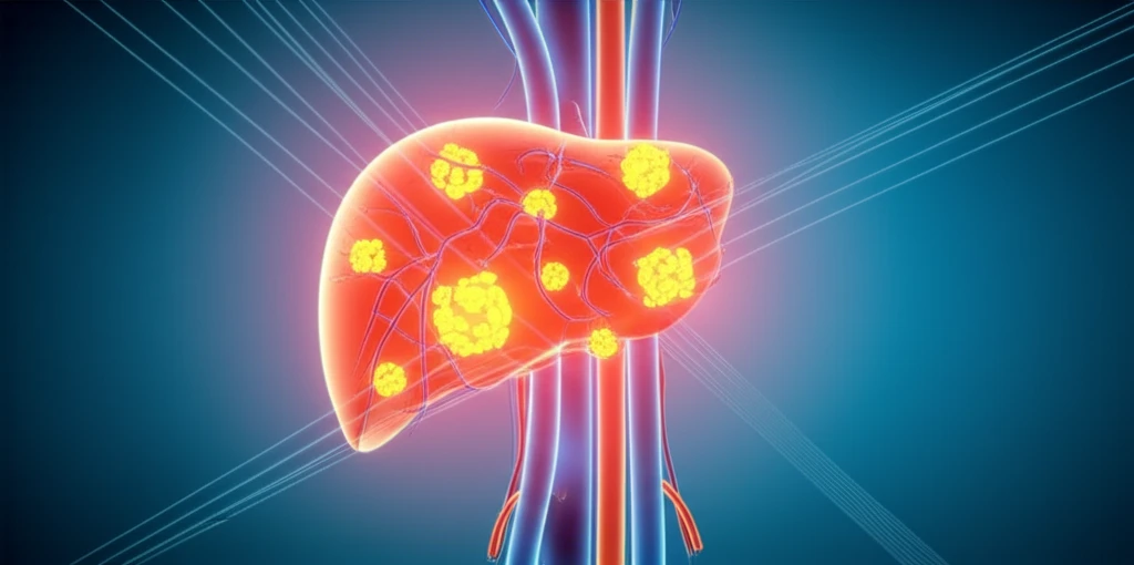Surreal illustration of liver cancer treatment variability