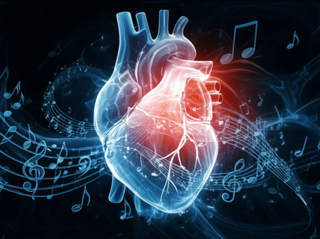 Heart intertwined with musical notes, symbolizing the intersection of music and cardiology.
