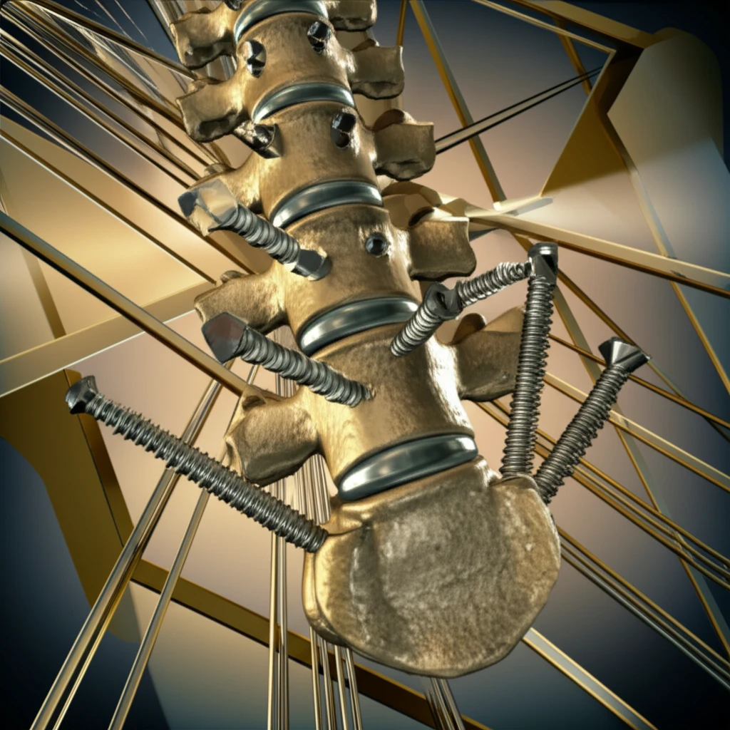 Cortical bone trajectory screws supporting a spine.