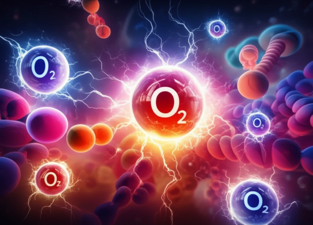 Ozone molecules interacting with fatty acid chains.