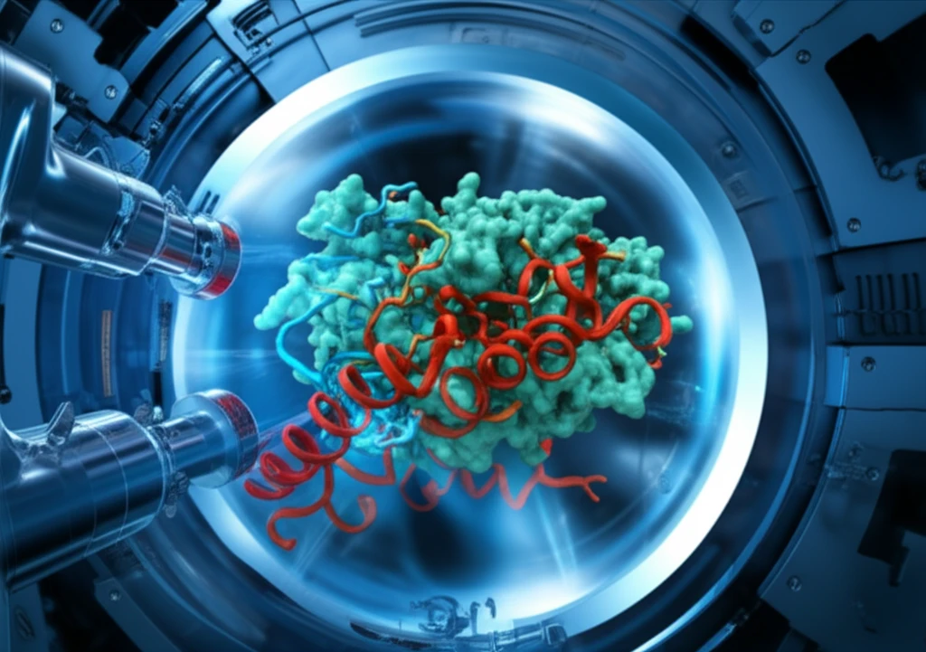 Cryo-electron microscope observing protein formation.