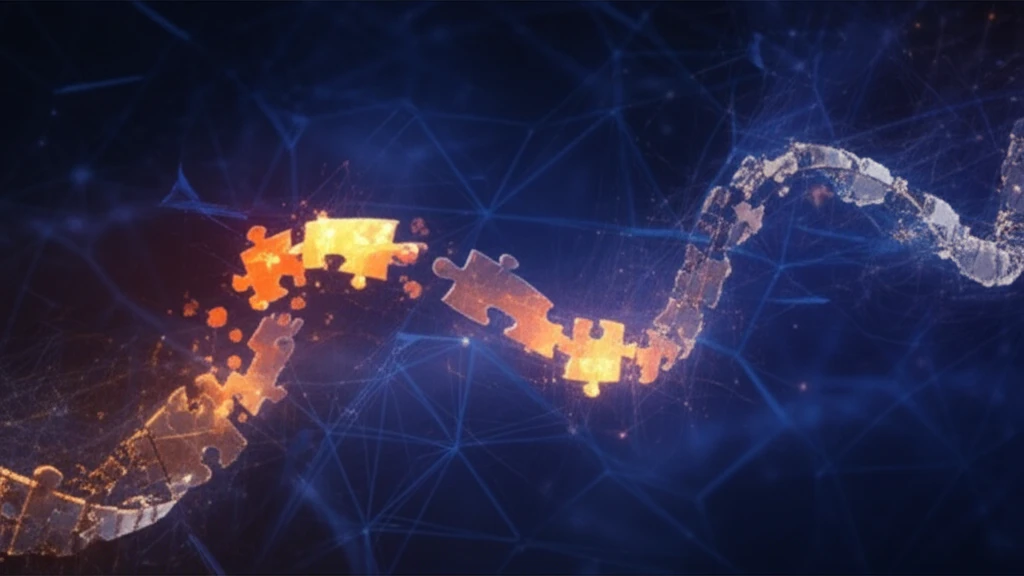 Surreal illustration of DNA with puzzle pieces representing harmful mutation regions.