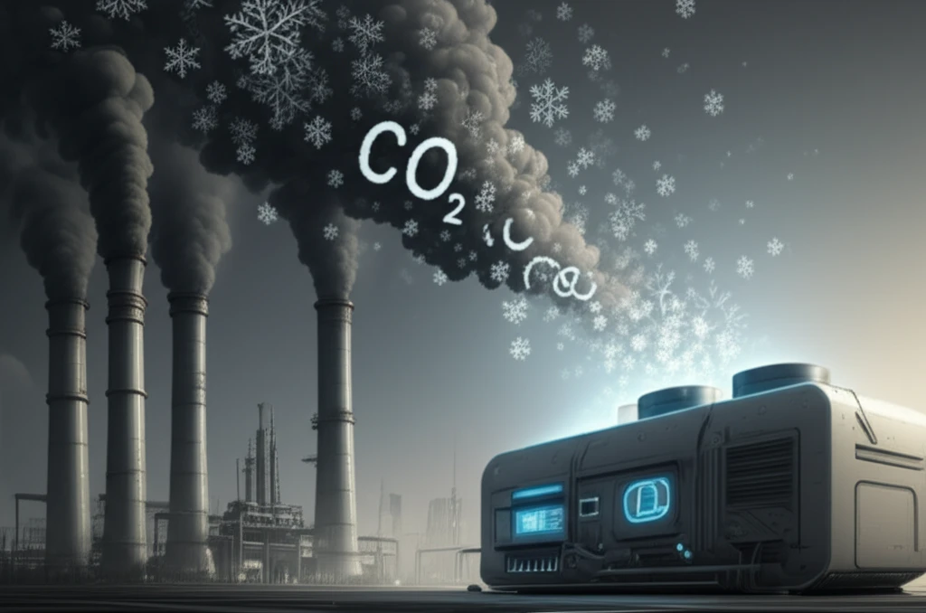 Futuristic carbon capture system transforming CO2 emissions into usable energy.