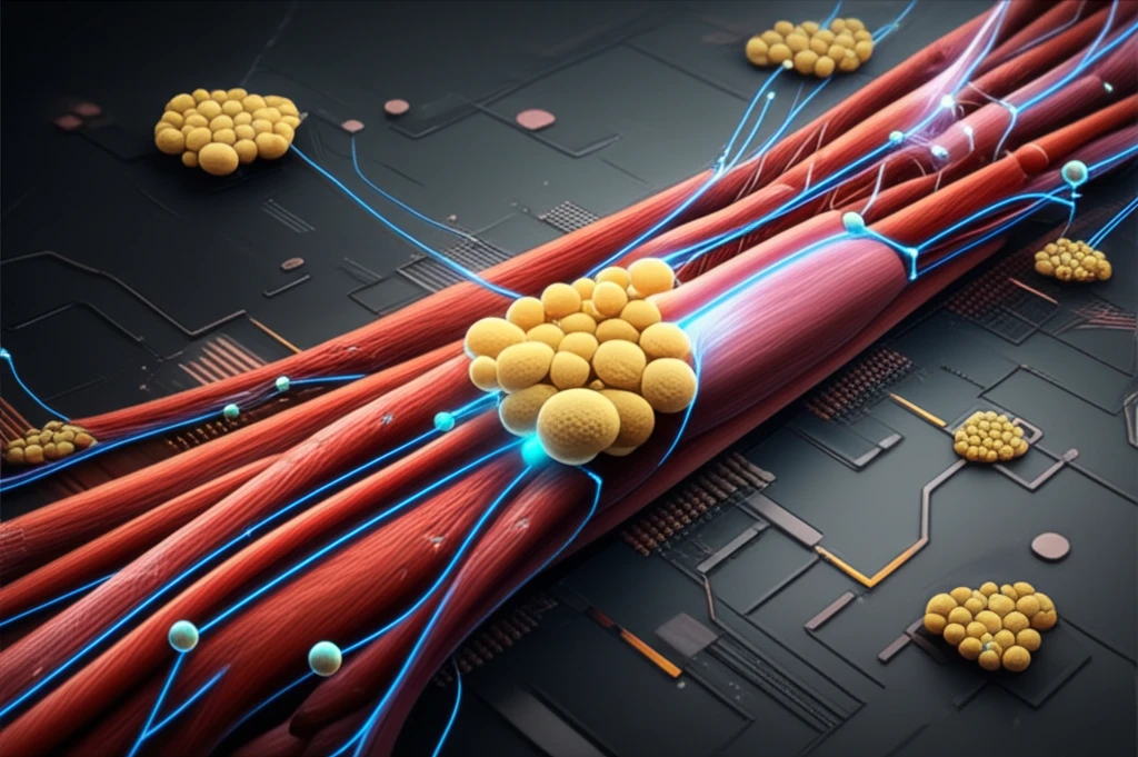 Illustration of interconnected tissues communicating through glowing pathways, representing tissue cross-talk in diabetes research.