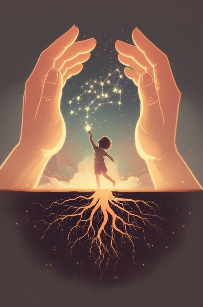 A child reaching for the stars, symbolizing growth and potential.