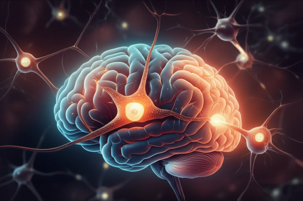 Neural stem cells regenerating damaged brain cells in Huntington's disease treatment concept.