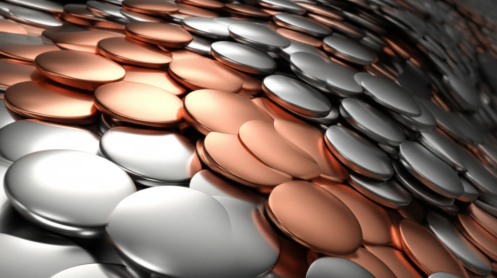 Copper and aluminum atoms merging in roll casting process.