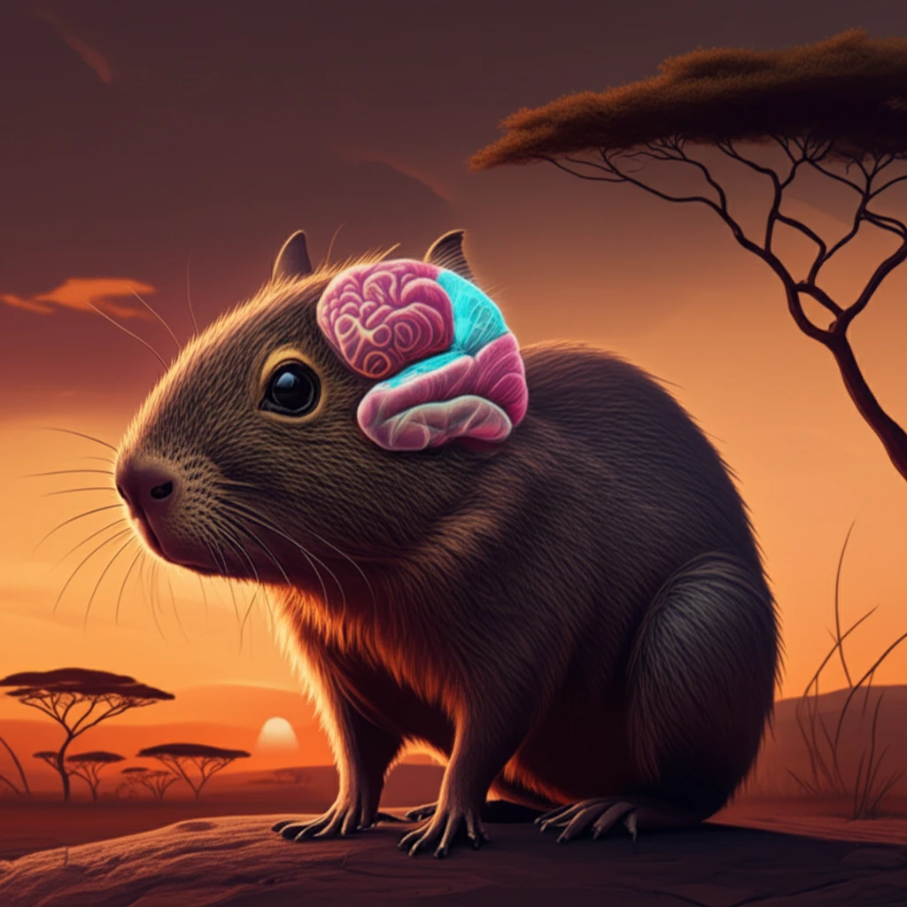 Illustration of a grasscutter brain highlighting the cerebellum lobes