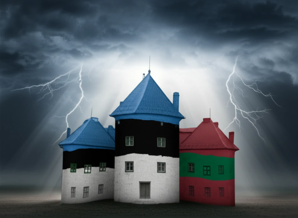 Baltic buildings under economic storm, healthcare access as light rays