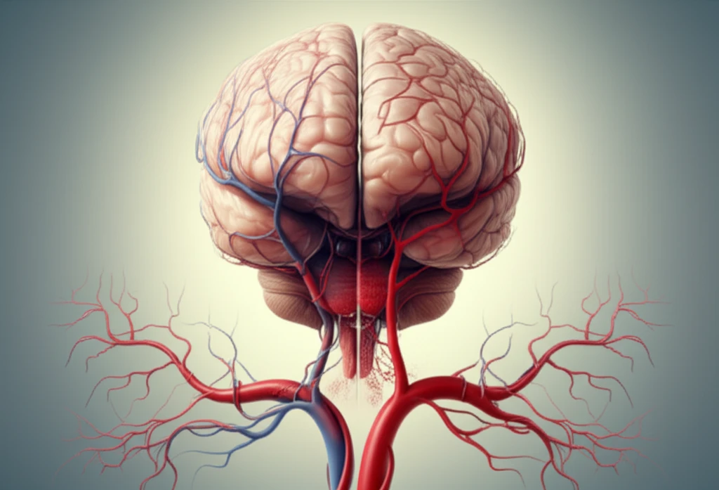 Surreal illustration of successful brain surgery balancing Moyamoya and von Willebrand diseases.