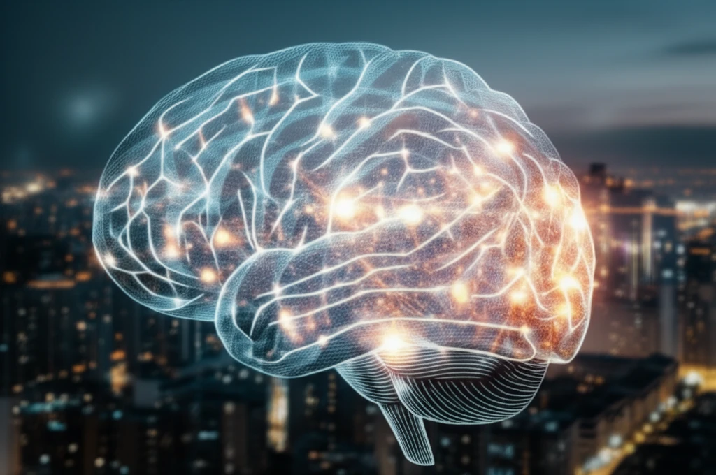 Brain with illuminated pathways symbolizing improved cognitive function.