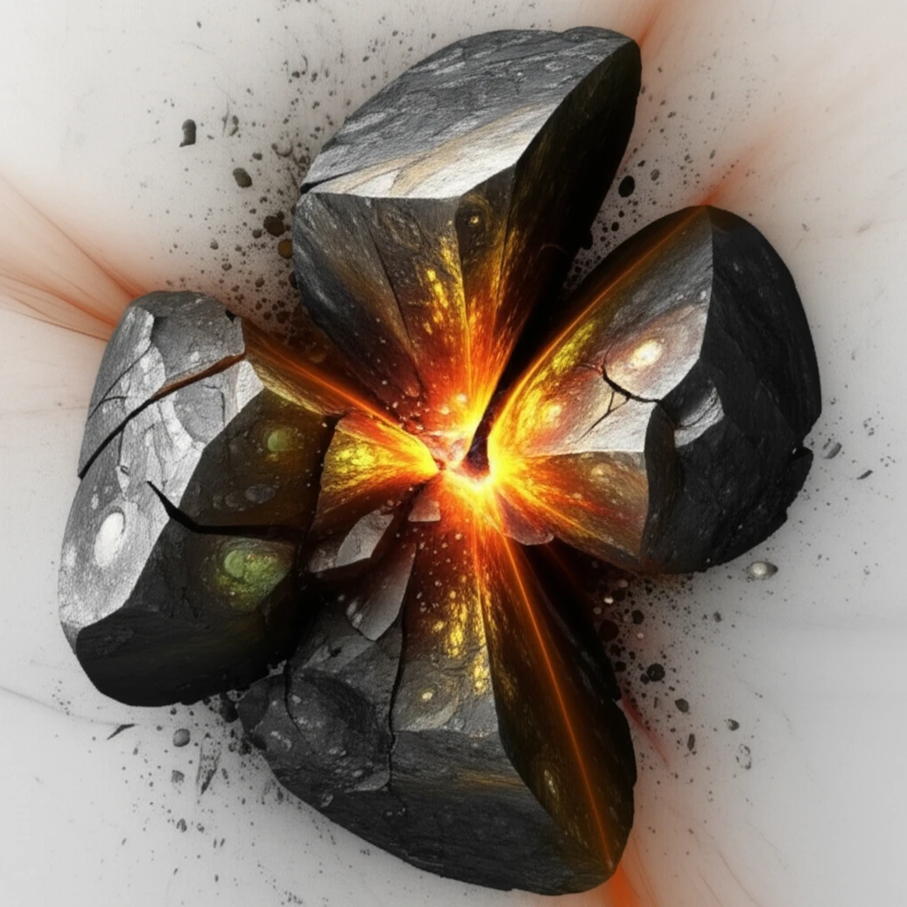 Fractal patterns emanating from a rock being crushed.