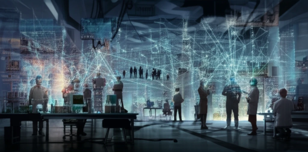 Surreal illustration depicting the interconnectedness of scientific thought and society.