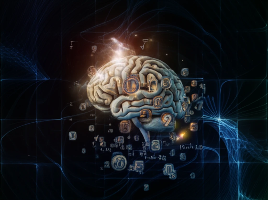 Brain with gears and numbers symbolizing working memory and enumeration.
