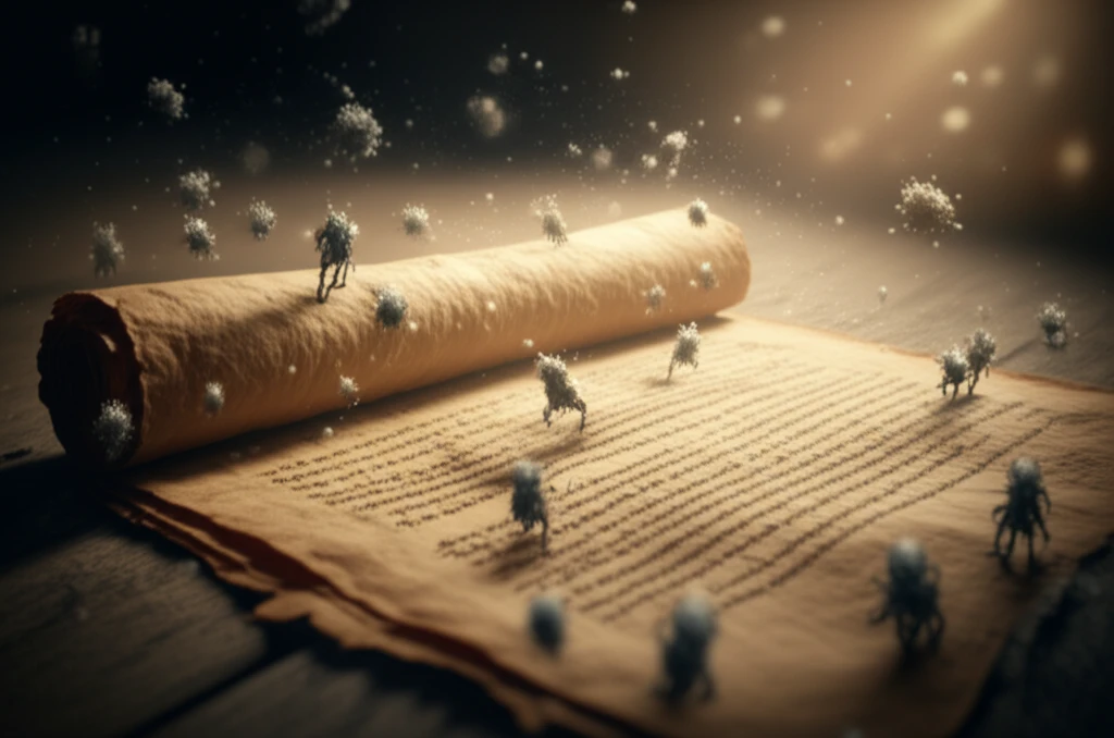 Nano-magnesium oxide particles protecting a historical document.